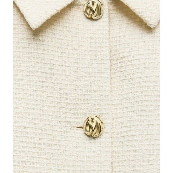 zara 3221/339/712 New Ivory Tweed Long Sleeve Blazer Jacket Small - Picture 2 of 7